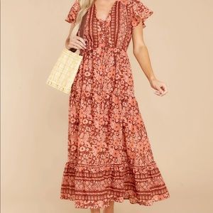 Red Dress Boutique Magic Hour Brick Floral Dress